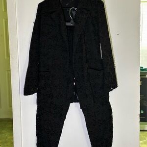 Zara Black Textured Suit Set